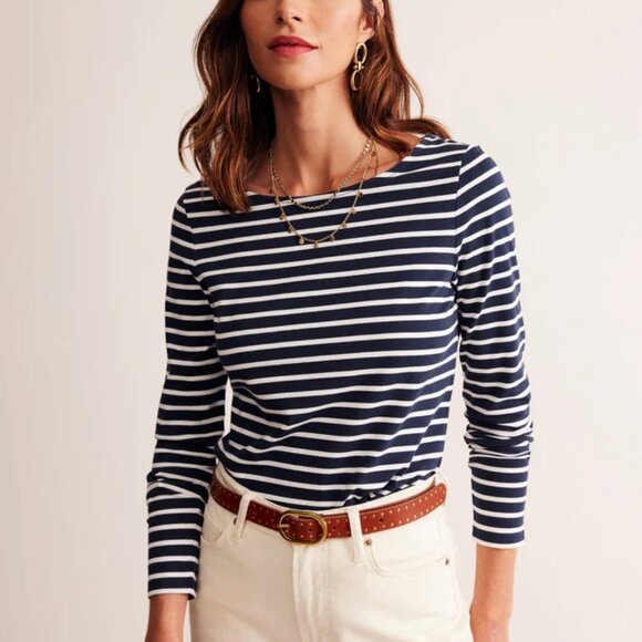 Boden Tops - Boden Ella Striped Long Sleeve Tee US 14 Navy Ivory